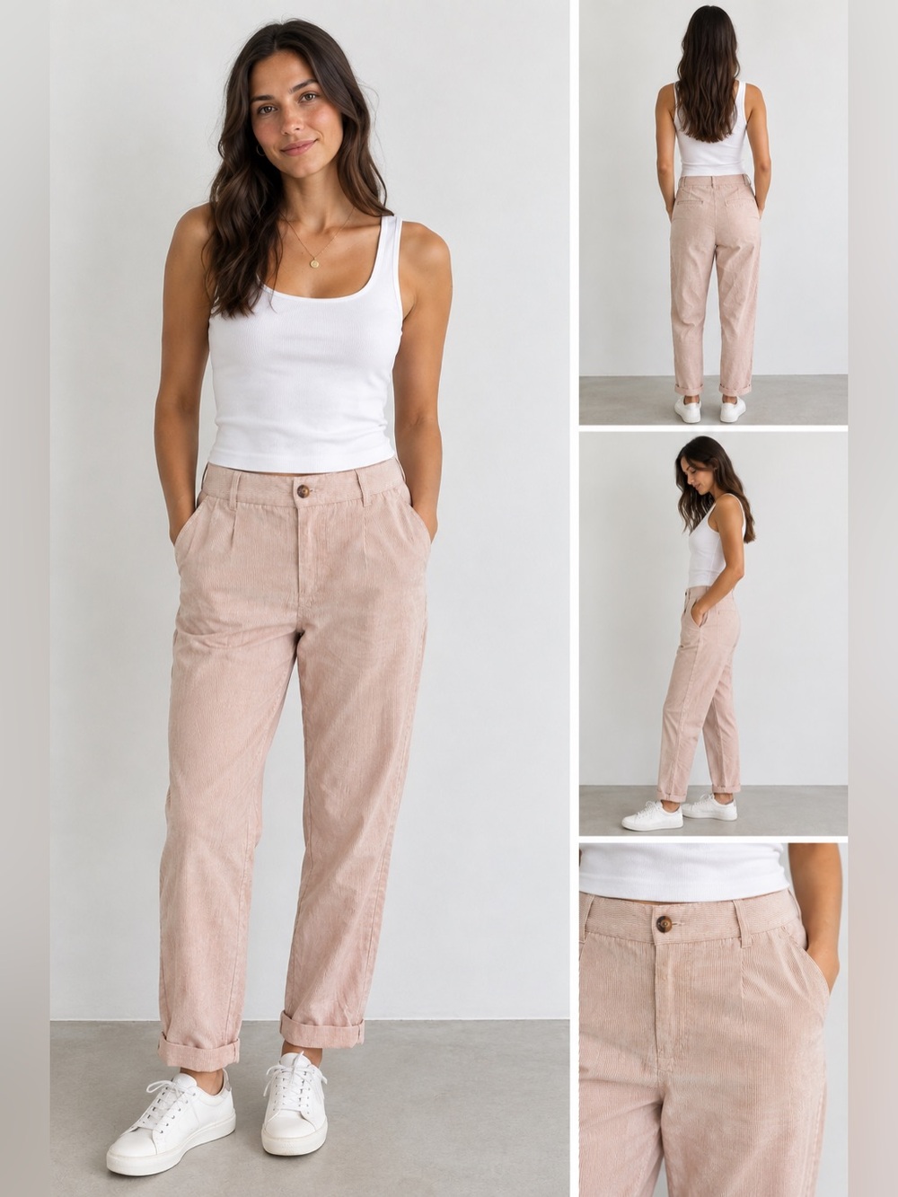 Forever 21 Women’s High Waisted  Casual Striped Straight-Leg Pants
